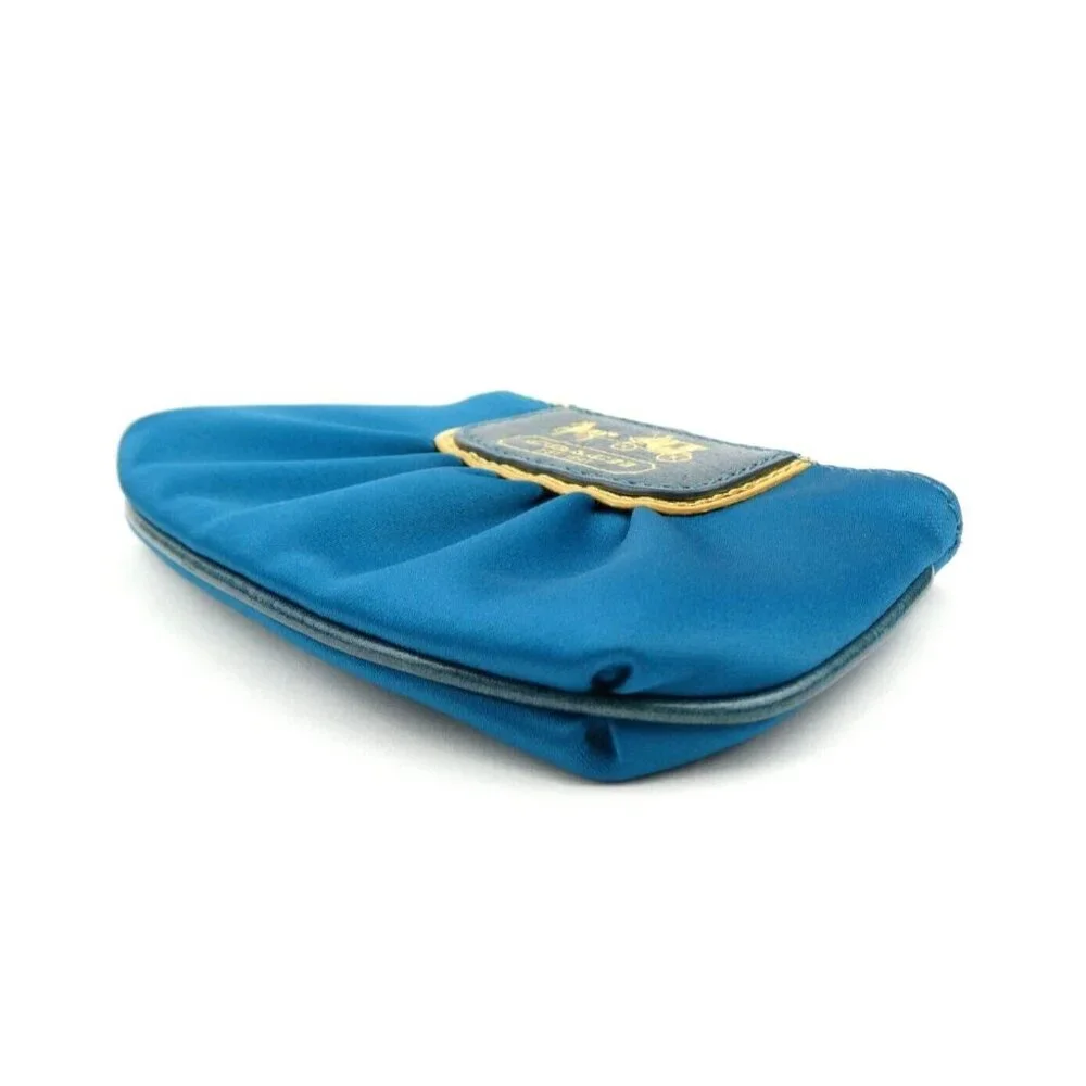 Coach Amanda Teal Satin Mini‎ Skinny Zip Coin Purse 42030